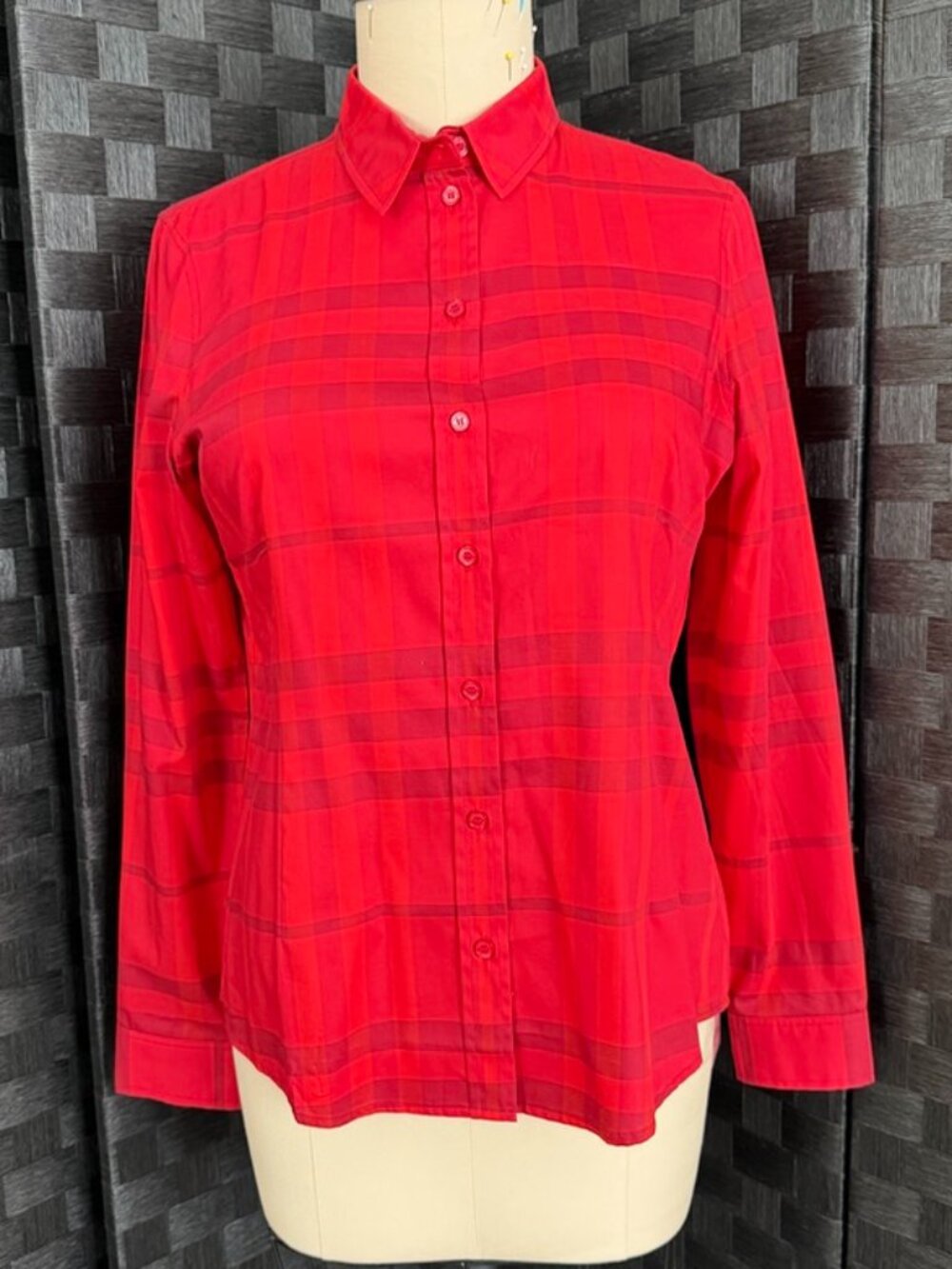 Burberry Brit women's red plaid shirt Size XL.